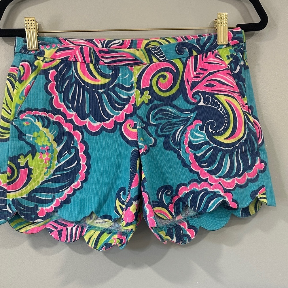 Lilly Pulitzer Teal and Pink High Waist Shorts size 0
